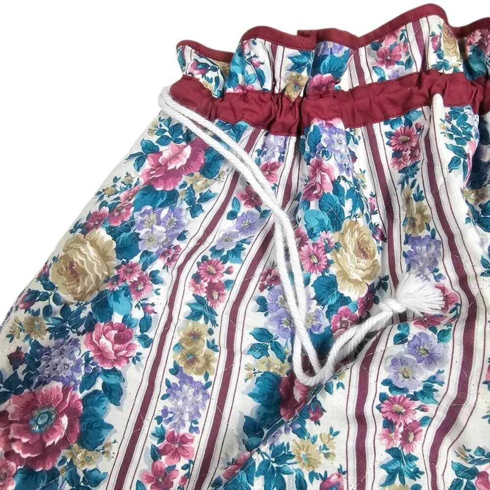 floral printed quilted drawstring laundry bag